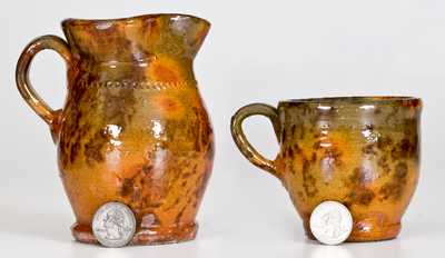 Att. Jacob Medinger, Limerick, PA Redware Pitcher and Cup