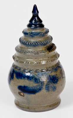 Rare Baltimore Stoneware Bank with Stepped Finial Inscribed, 