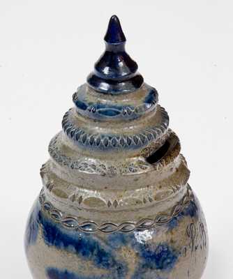 Rare Baltimore Stoneware Bank with Stepped Finial Inscribed, 