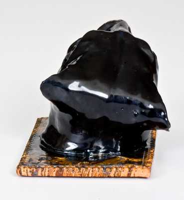 George Ohr Pottery Cougar Inkwell, Inscribed "Biloxi"