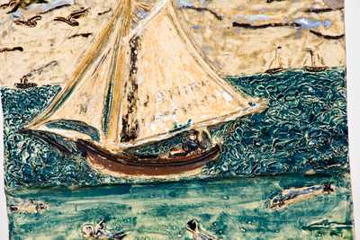 Rare George Ohr Pottery Biloxi Maritime Plaque, Inscribed 