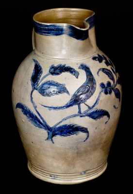 Very Rare and Important Henry Remmey, Baltimore, Incised Bird Pitcher