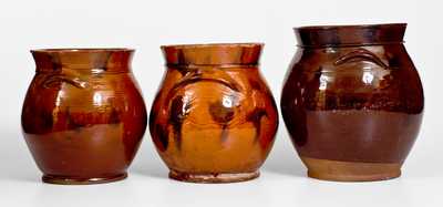 Three Manganese-Decorated Redware Jars, NY or CT