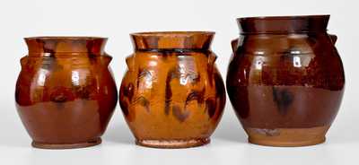 Three Manganese-Decorated Redware Jars, NY or CT