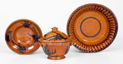 Three Manganese-Decorated Redware Articles, Huntington, Long Island