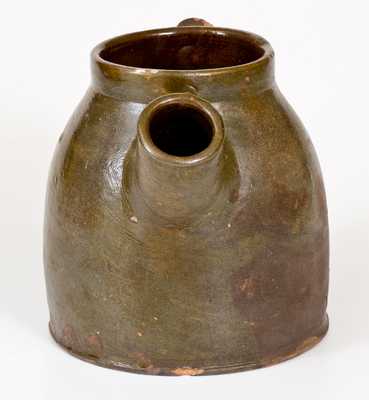 Very Rare AUBURN, NY Redware Spouted Vessel, Cayuga County, c1840-60