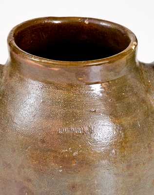 Very Rare AUBURN, NY Redware Spouted Vessel, Cayuga County, c1840-60