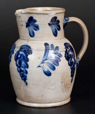 Remmey, Philadelphia Stoneware Pitcher w/ Cobalt Floral Decoration