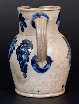 Remmey, Philadelphia Stoneware Pitcher w/ Cobalt Floral Decoration