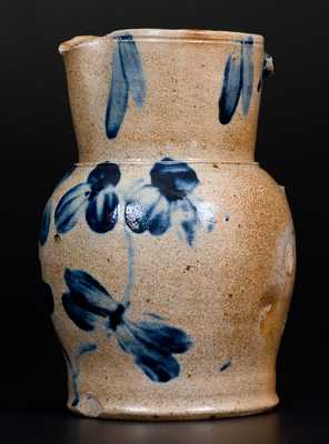 Half-Gallon Baltimore Stoneware Pitcher w/ Cobalt Clover Decoration
