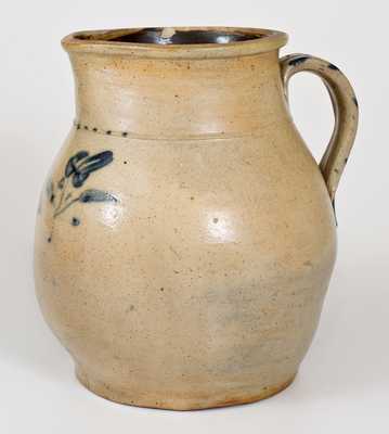 Stoneware Pitcher w/ Cobalt Floral Decoration, Northeastern U.S. origin, c1840