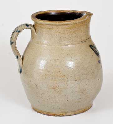 Stoneware Pitcher w/ Cobalt Floral Decoration, Northeastern U.S. origin, c1840