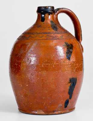 Rare Half-Gallon Great Road (TN or VA) Redware Jug w/ Manganese Slash Design