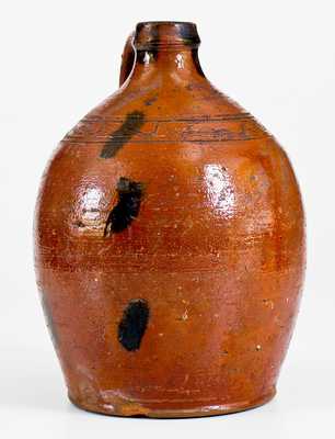 Rare Half-Gallon Great Road (TN or VA) Redware Jug w/ Manganese Slash Design