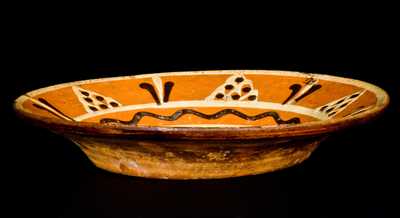 Rare and Important Alamance County, North Carolina Redware Dish, c1800-35