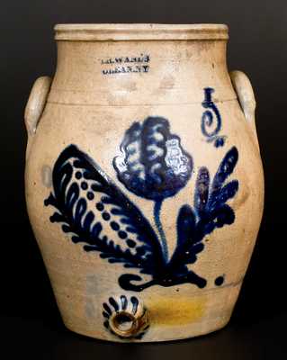 Extremely Rare I. H. WANDS / OLEAN, NY Stoneware Fish Water Cooler w/ Genesee River Inscription
