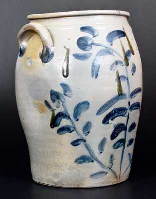 Five-Gallon Western PA Stoneware Jar w/ Large Cobalt Floral Decoration