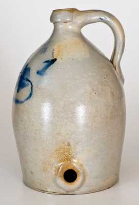 Rare LYONS, NY One-Gallon Stoneware Jug with Cobalt Foliate Decoration