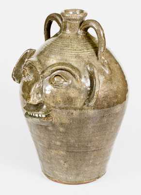 B.B. CRAIG / VALE, N.C. Stoneware Face Jug w/ Rare Inscribed Signature