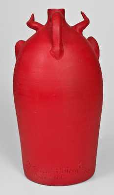 Brown s Pottery / Arden, N.C. Red-Painted Southern Stoneware Devil Face Jug, 1994