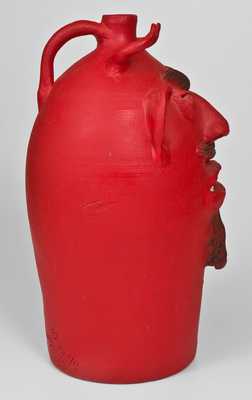 Brown s Pottery / Arden, N.C. Red-Painted Southern Stoneware Devil Face Jug, 1994