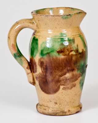 Shenandoah Valley Multi-Glazed Redware Cream Pitcher, Strasburg, VA