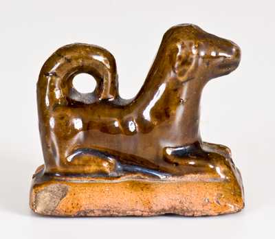 Scarce John Bell (attributed) Miniature Glazed Figure of a Reclining Dog