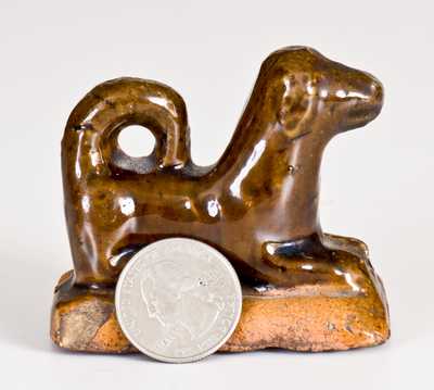 Scarce John Bell (attributed) Miniature Glazed Figure of a Reclining Dog