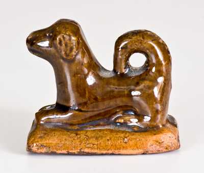 Scarce John Bell (attributed) Miniature Glazed Figure of a Reclining Dog