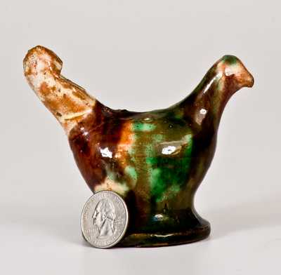 Exceedingly Rare Shenandoah Valley Multi-Glazed Redware Bird Whistle