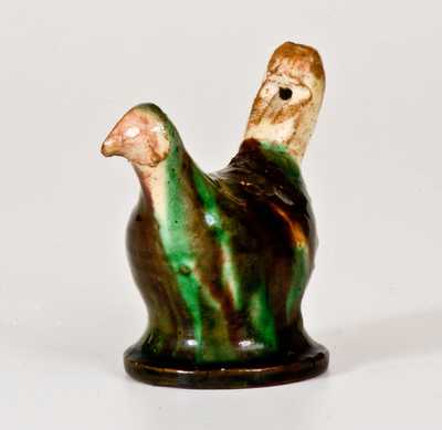 Exceedingly Rare Shenandoah Valley Multi-Glazed Redware Bird Whistle