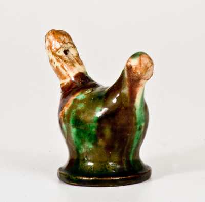 Exceedingly Rare Shenandoah Valley Multi-Glazed Redware Bird Whistle