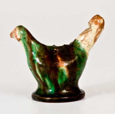 Exceedingly Rare Shenandoah Valley Multi-Glazed Redware Bird Whistle