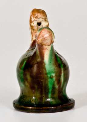 Exceedingly Rare Shenandoah Valley Multi-Glazed Redware Bird Whistle