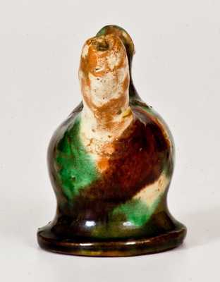 Exceedingly Rare Shenandoah Valley Multi-Glazed Redware Bird Whistle