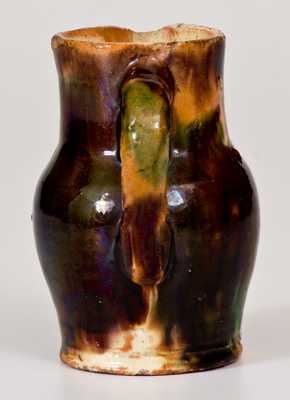 Rare Miniature Shenandoah Valley Multi-Glazed Redware Cream Pitcher