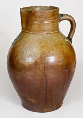 Scarce Two-Gallon Stoneware Pitcher w/ Impressed Medallion, possibly Josiah Chapman, Albany