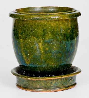 Rare JOHN BELL / WAYNESBORO Copper-Glazed Redware Flowerpot