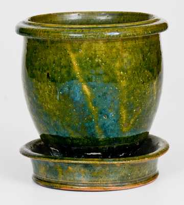 Rare JOHN BELL / WAYNESBORO Copper-Glazed Redware Flowerpot