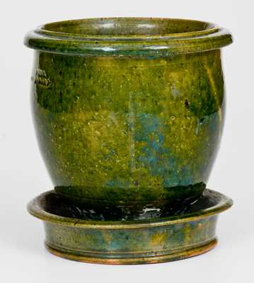 Rare JOHN BELL / WAYNESBORO Copper-Glazed Redware Flowerpot