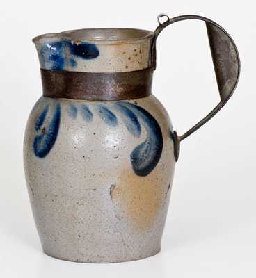 Quart-Sized Baltimore, MD Stoneware Pitcher with Make-Do Tin Handle