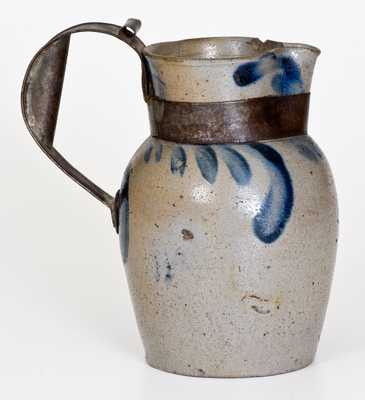 Quart-Sized Baltimore, MD Stoneware Pitcher with Make-Do Tin Handle