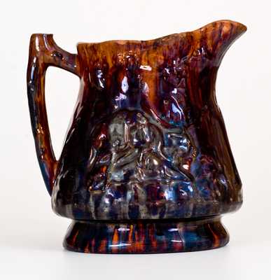 Rare JOHN BELL / WAYNESBORO, PA Redware Hunt Scene Pitcher