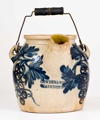 Exceptional COWDEN & WILCOX / HARRISBURG, PA Stoneware Batter Pail w/ Grapes Motif