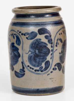 One-Gallon Western PA Stoneware Jar w/ Elaborate Freehand Cobalt Decoration