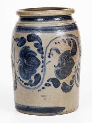 One-Gallon Western PA Stoneware Jar w/ Elaborate Freehand Cobalt Decoration