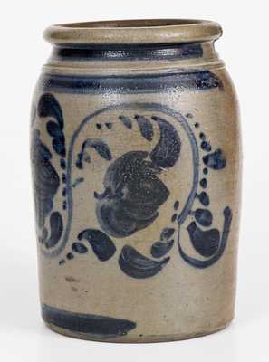 One-Gallon Western PA Stoneware Jar w/ Elaborate Freehand Cobalt Decoration