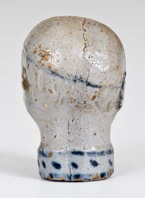 Rare New York State Cobalt-Decorated Stoneware Head Sculpture