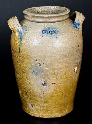 Rare and Important S. LOY (Solomon Loy, Alamance County, NC) Cobalt-Decorated Stoneware Jar