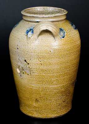 Rare and Important S. LOY (Solomon Loy, Alamance County, NC) Cobalt-Decorated Stoneware Jar